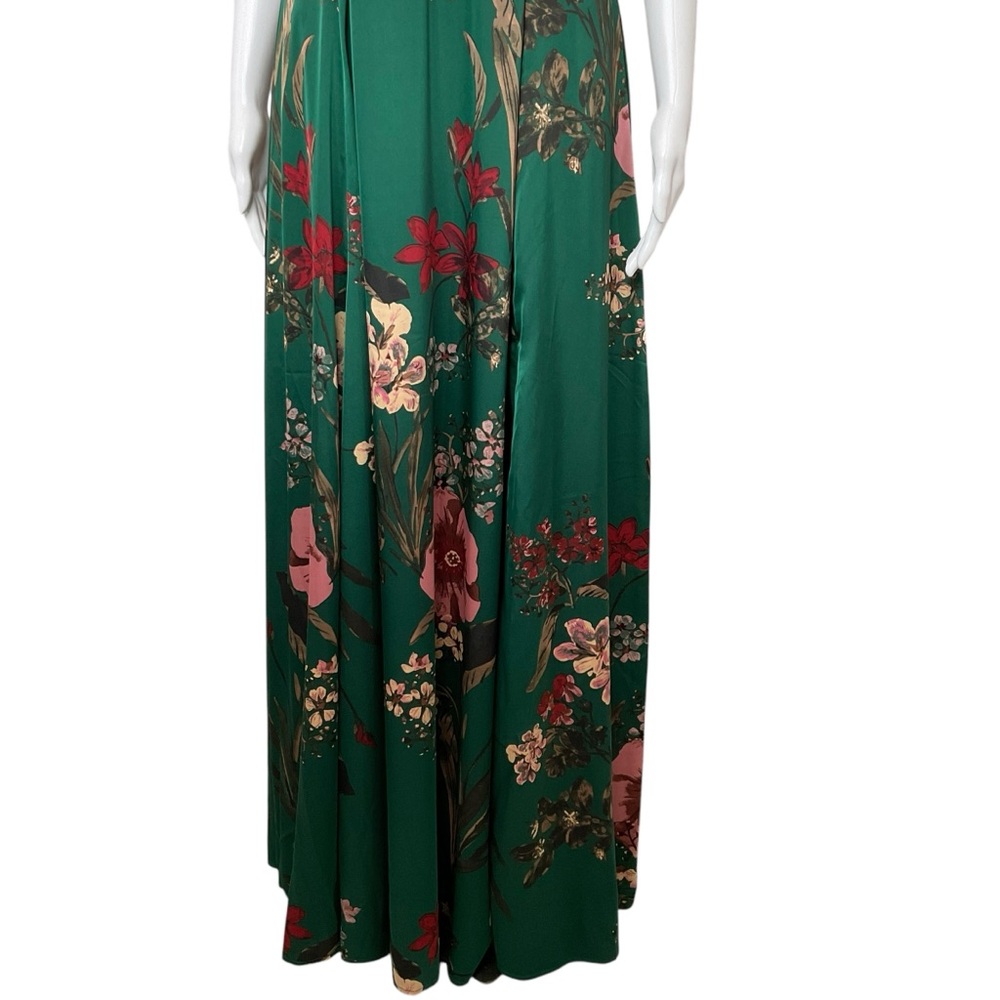 NWT Lulus Still the One Emerald Green Floral Print Satin Maxi Dress S - Picture 4 of 9